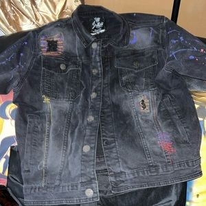 SWITCH REMARKABLE BLACK DENIM MENS JACKET SZ. X-LARGE